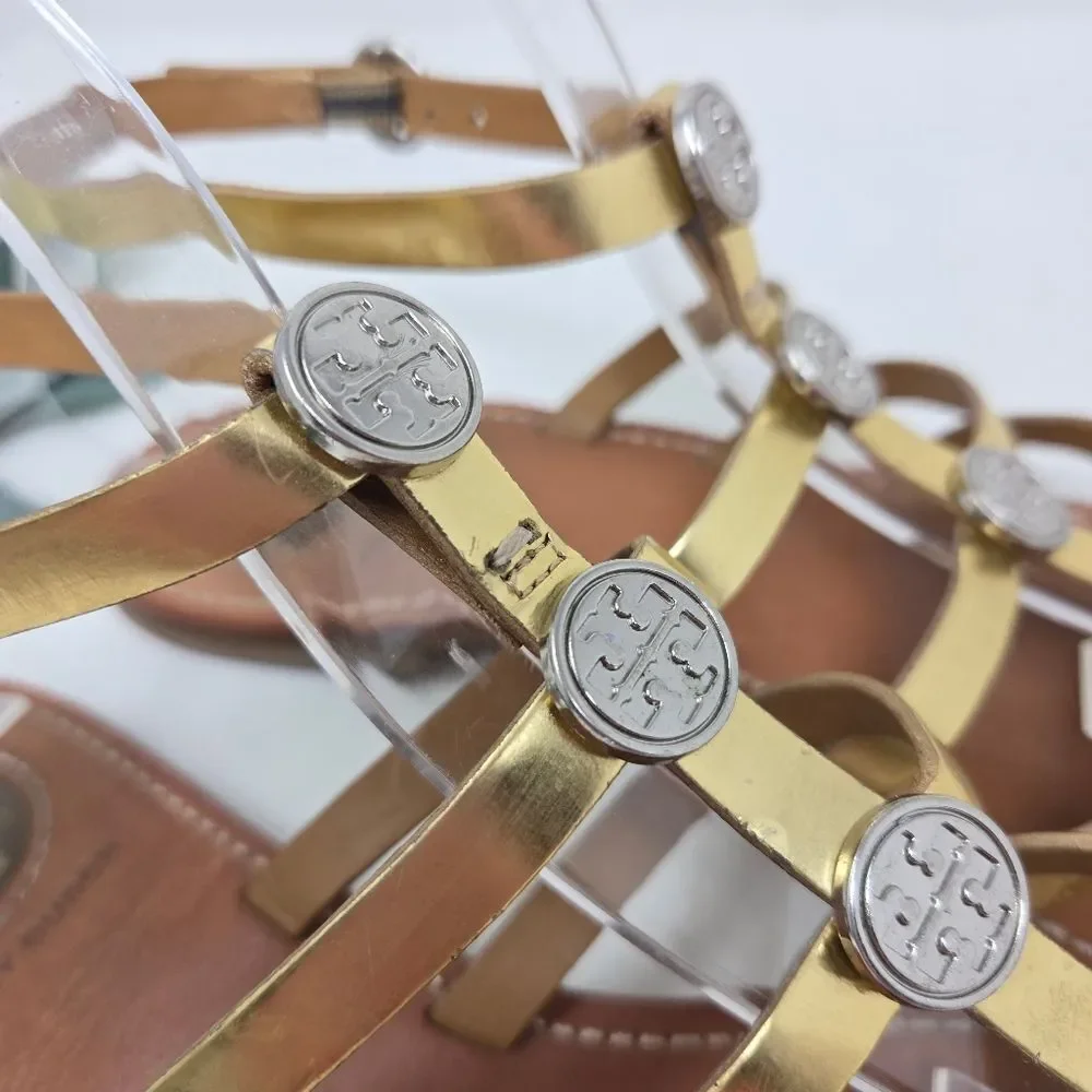 TORY BURCH‎ Alexis Metallic Gladiator Ankle Strap Sandals